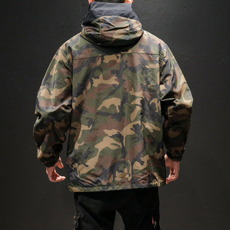 Oversized Reversible Camouflage Hooded Jacket